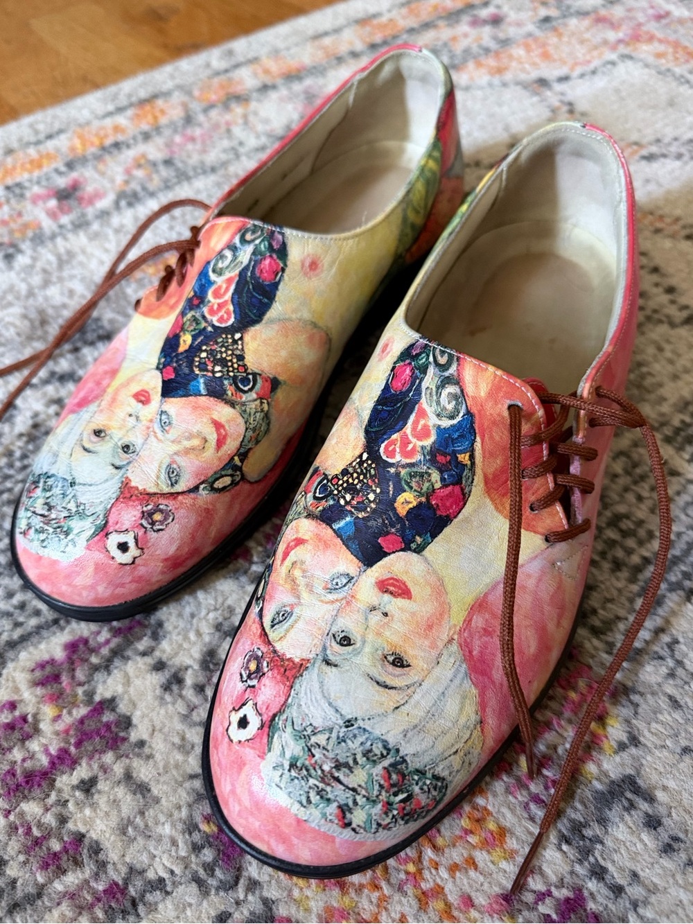 ICON Gustav Klimt Girlfriends Wearable Art Leather Oxford Shoes W8